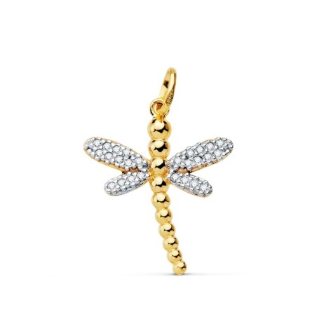 Colgante Bicolor Libelula 21X17 Mm oro 18k