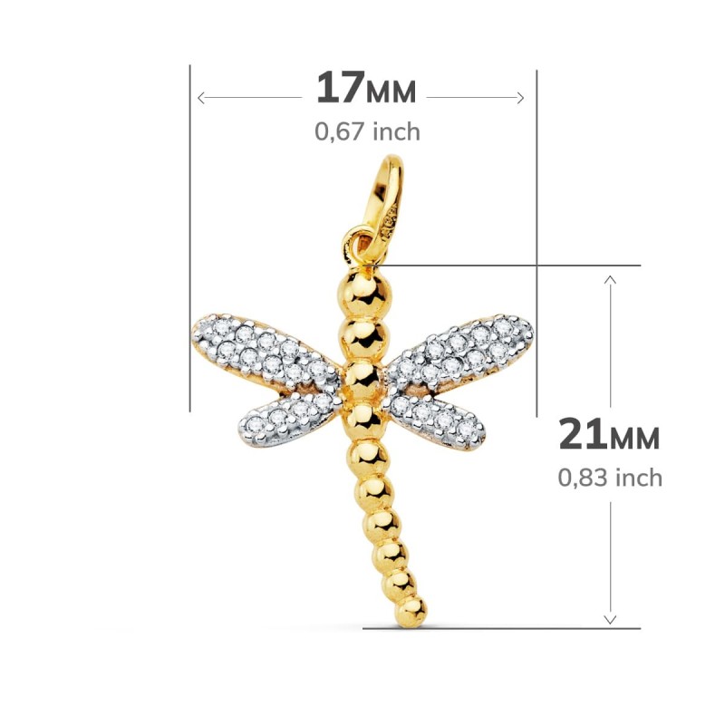 Colgante Bicolor Libelula 21X17 Mm oro 18k