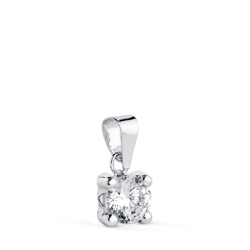 Colgante Oro Blanco Con Circonita 5Mm Con 4 Garras. Ancho: 5,5 Mm. oro 18k