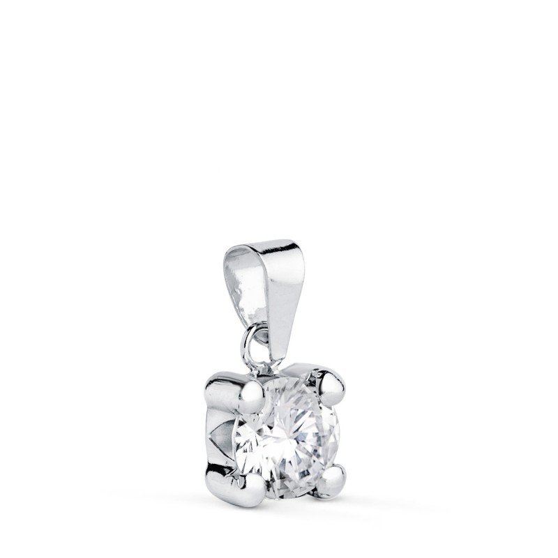 Colgante Oro Blanco Con Circonita 6Mm Con 4 Garras. Ancho: 6,5 Mm. oro 18k
