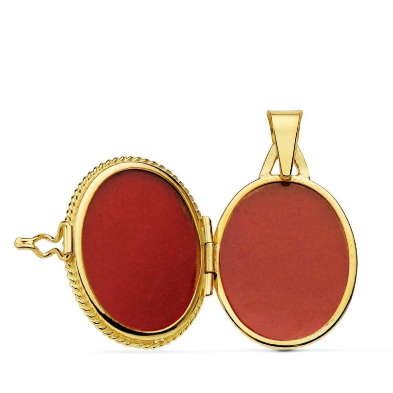 Colgante Guardapelo Dije Portafotos Oro Amarillo Flor Circonita 22X19 Mm oro 18k