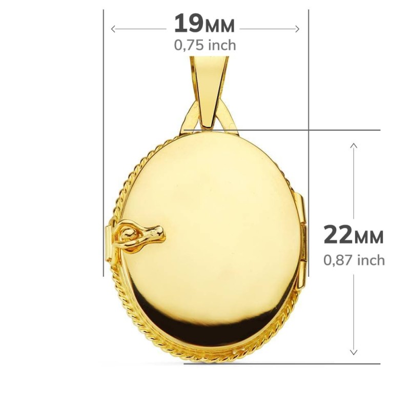 Colgante Guardapelo Dije Portafotos Oro Amarillo Flor Circonita 22X19 Mm oro 18k