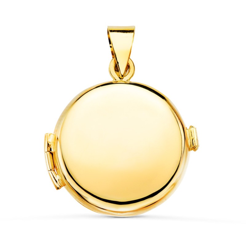 Guardapelo Dije Portafotos Oro Amarillo Redondo Liso 21 Mm oro 18k