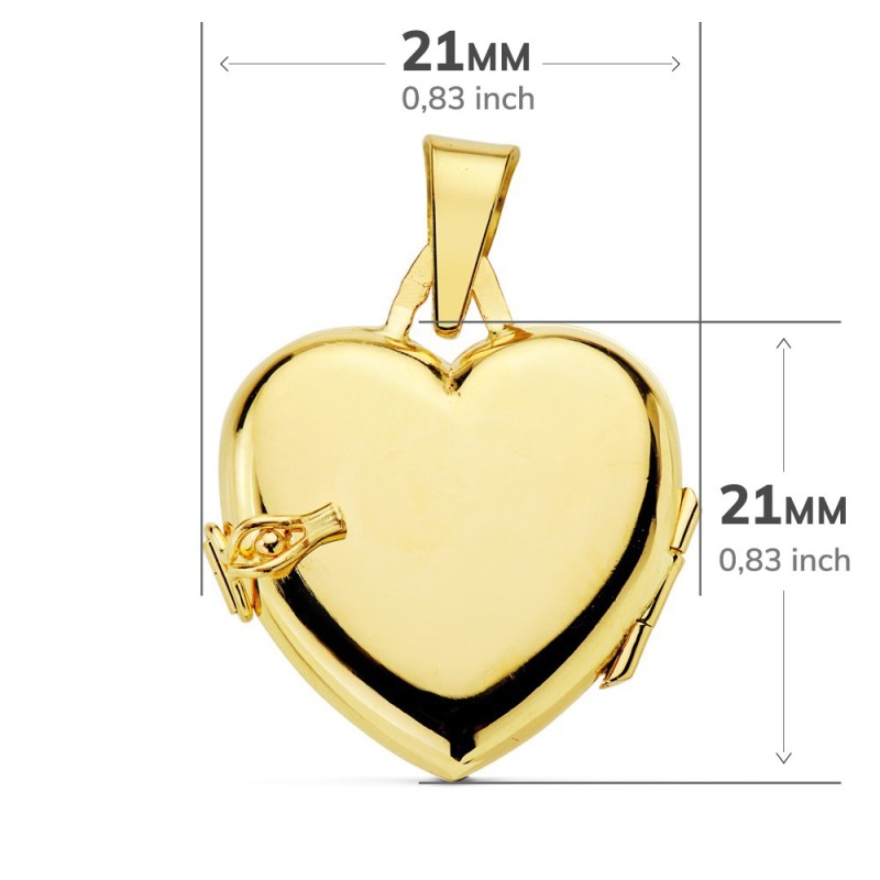 Guardapelo Dije Portafotos Oro Amarillo Corazon Liso 21X21 Mm oro 18k