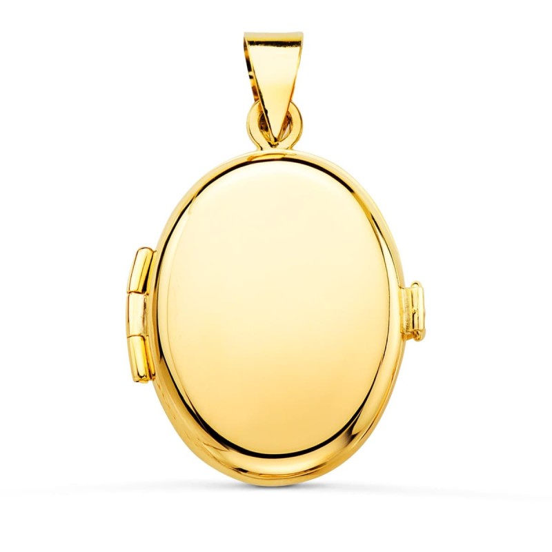 Guardapelo Dije Portafotos Oro Amarillo Oval Liso 22X19 Mm oro 18k