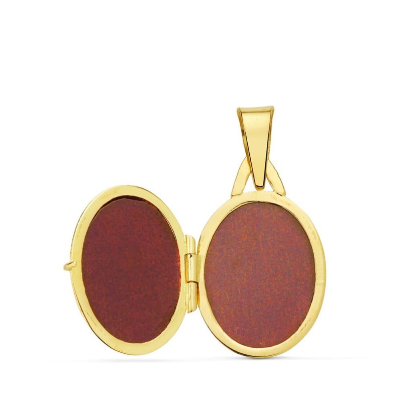 Guardapelo Dije Portafotos Oval Oro Amarillo Liso 18X14 Mm oro 18k