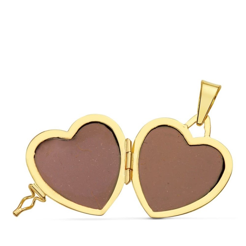 Guardapelo Dije Portafotos Oro Amarillo Corazon Brillo 20X20 Mm oro 18k