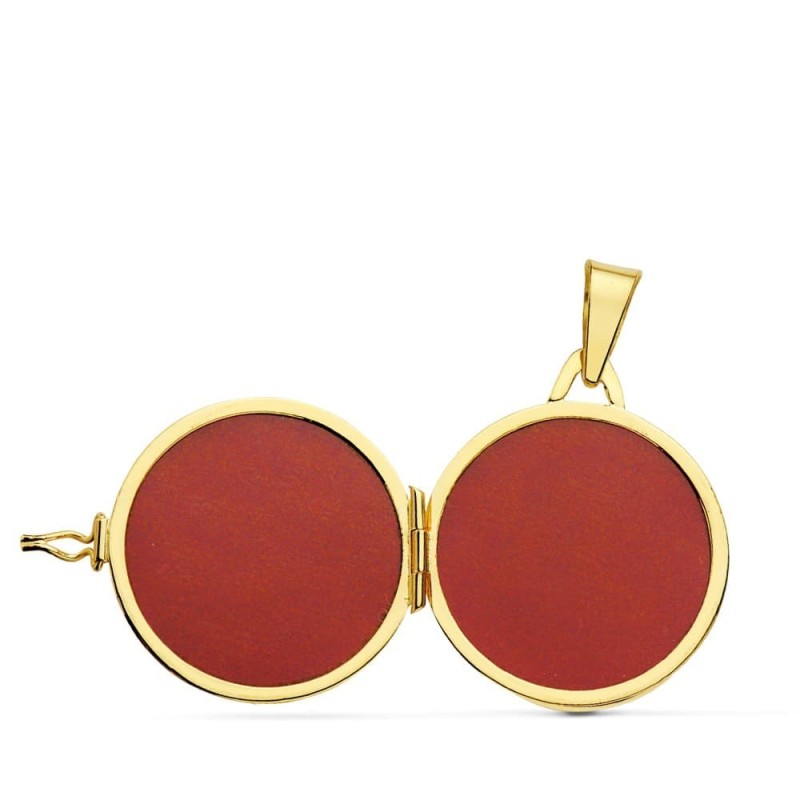 Guardapelo Dije Portafotos Oro Amarillo Redondo Labrado. 23 Mm oro 18k