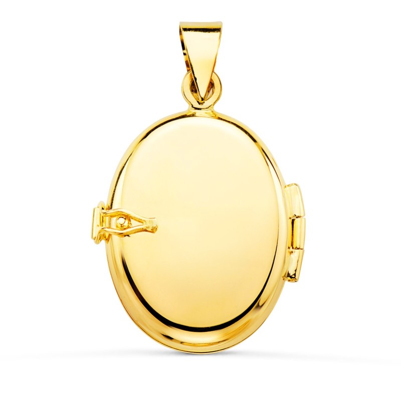 Guardapelo Dije Portafotos Oval Oro Amarillo Labrado. 26X21 Mm oro 18k