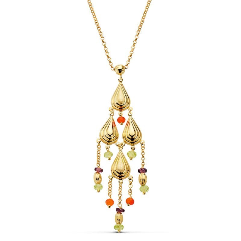Collar Piedras Oro Amarillo 42Cm oro 18k