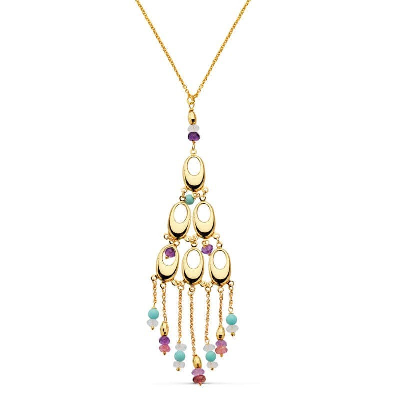 Collar Piedras Oro Amarillo 42Cm oro 18k