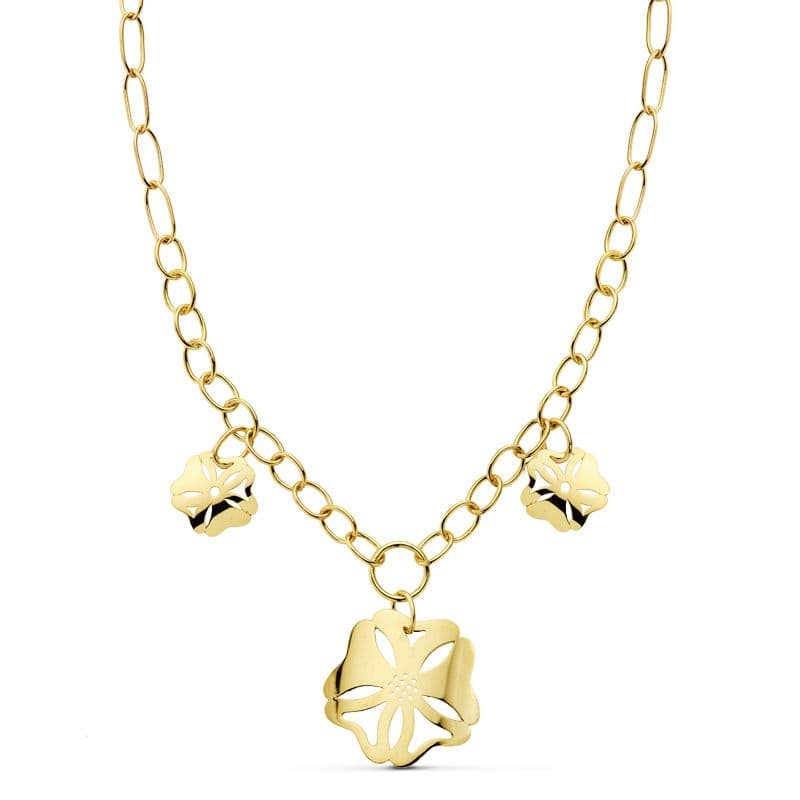 Collar Cadena Y Flor Oro Amarillo 42Cm oro 18k