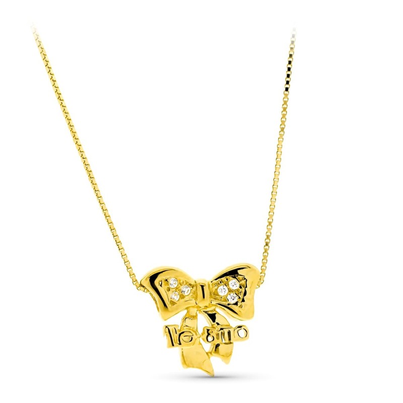 Gargantilla Oro Amarillo Lazo Te Amo oro 18k