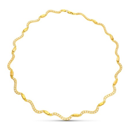 Gargantilla Oro Amarillo Ondas Con Circonitas oro 18k