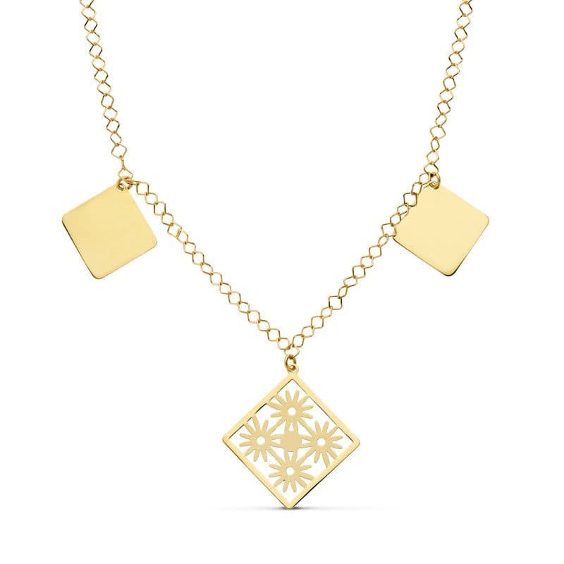 Collar Oro Amarillo Rombos 44Cm oro 18k
