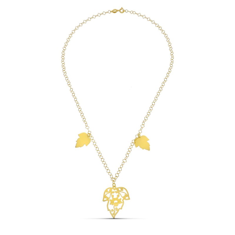 Gargantilla Oro Amarillo Hojas oro 18k