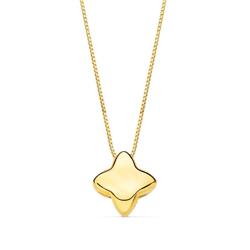 Gargantilla Oro Amarillo Estrella Lisa 6.5X6.5 Mm Cadena Veneciana 42 3 Cm oro 18k