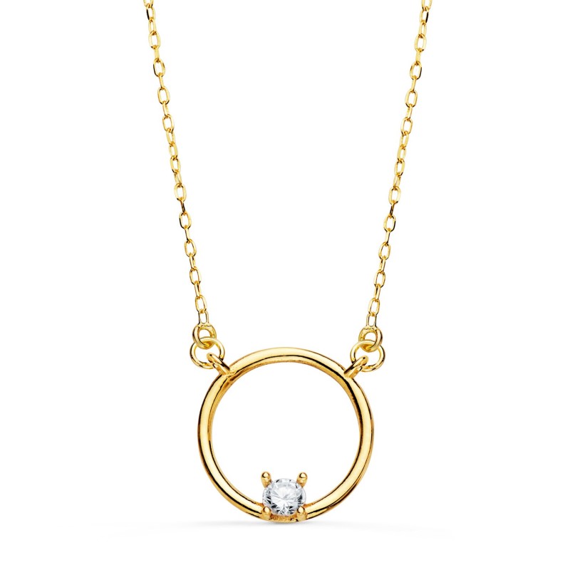 Gargantilla Oro Amarillo Motivo Redondo Con Circonita. Ancho: 12Mm Cadena: 40 2 Cm oro 18k