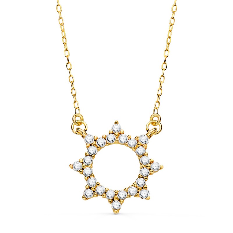 Gargantilla Oro Amarillo Colgante Sol 14Mm Cadena Forzada 42 5 Cm oro 18k