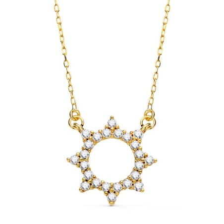 Gargantilla Oro Amarillo Colgante Sol 14Mm Cadena Forzada 42 5 Cm oro 18k