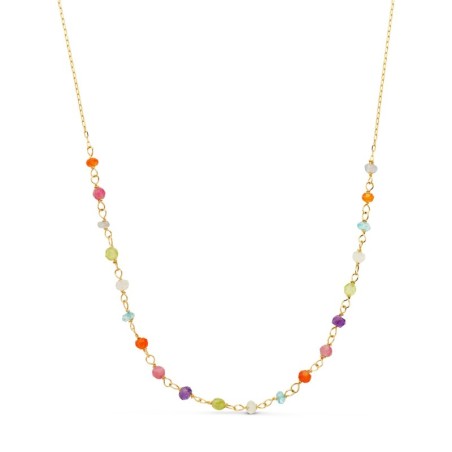 Gargantilla Oro Amarillo Con Circonita De Colores Y Cadena Forzada. Medida: 40 3 Cm oro 18k