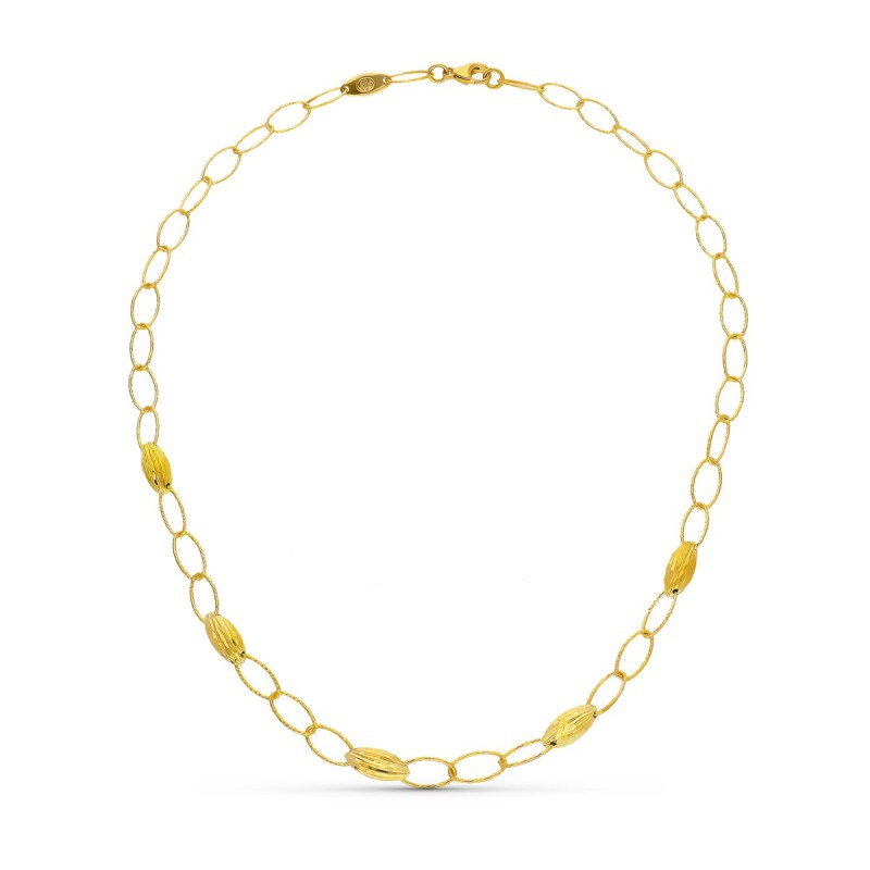 Gargantilla Oro Amarillo Motivos Y Eslabones oro 18k