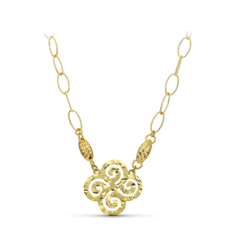 Gargantilla Oro Amarillo Motivo Trisquel Y Eslabones oro 18k