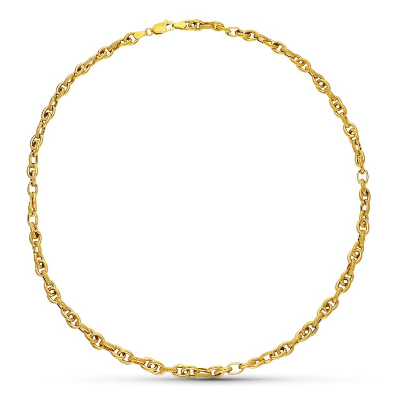 Gargantilla Collar Oro Amarillo Eslabones Hueco. 43 Cm oro 18k