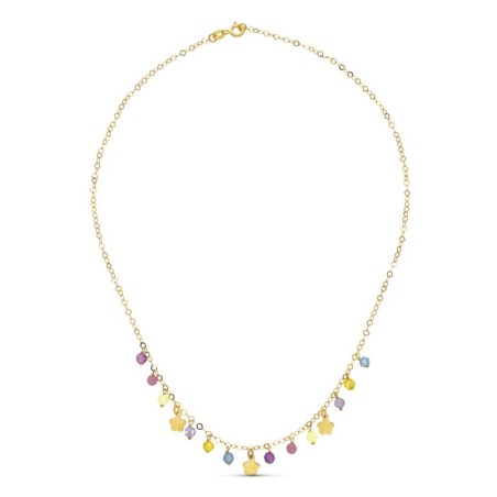 Gargantilla Oro Amarillo Flores Y Piedras Colores oro 18k