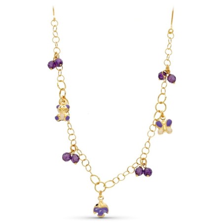Gargantilla Oro Amarillo Esmalte Y Piedras oro 18k