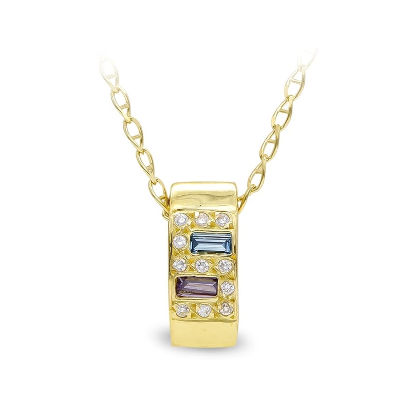Gargantilla Oro Amarillo Con Dos Piedras Color Rectangulares oro 18k