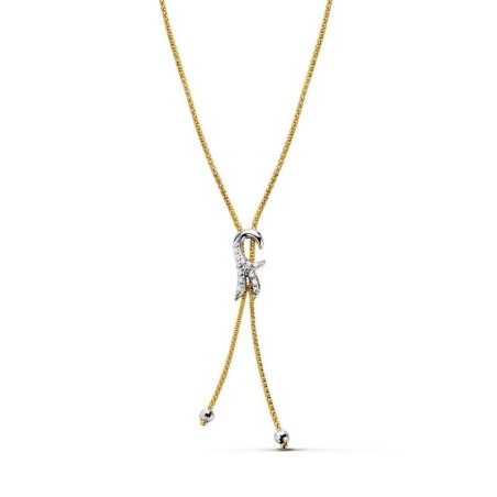 Gargantilla Oro Bicolor Flor Lis 45Cm oro 18k