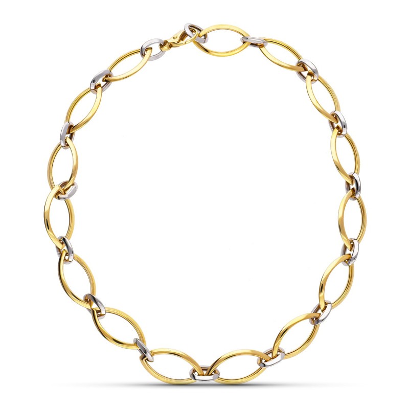 Gargantilla Oro Bicolor Eslabon Oval oro 18k