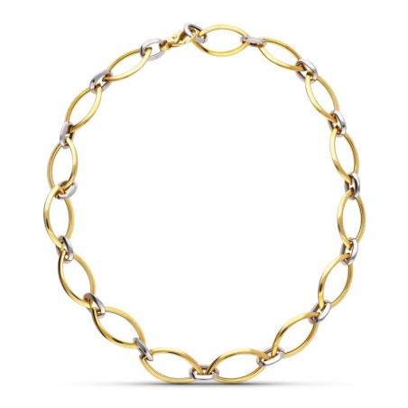 Gargantilla Oro Bicolor Eslabon Oval oro 18k