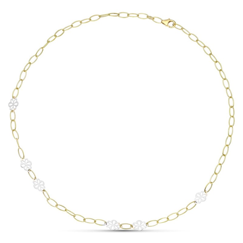 Gargantilla Oro Bicolor Flores oro 18k