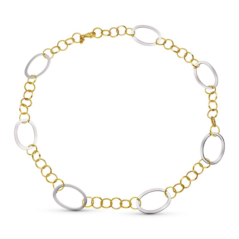 Gargantilla Collar Oro Bicolor Eslabones Huecos 45Cm oro 18k