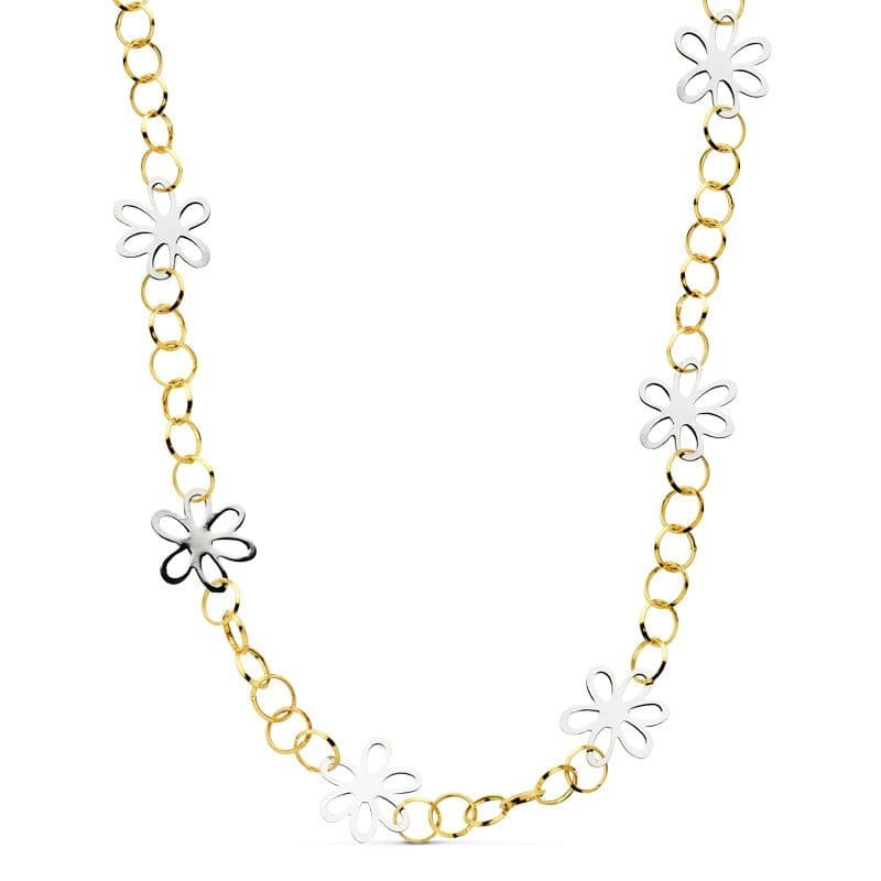 Gargantilla Bicolor 48 Cm Margaritas oro 18k