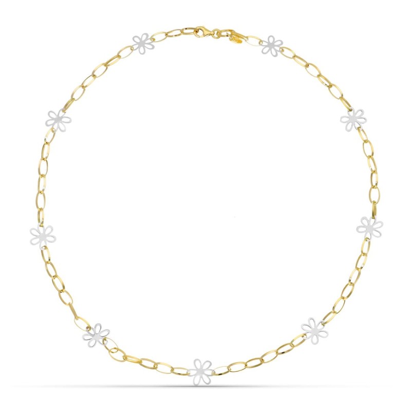 Gargantilla Oro Bicolor Flores oro 18k