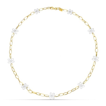 Gargantilla Oro Bicolor Flores oro 18k