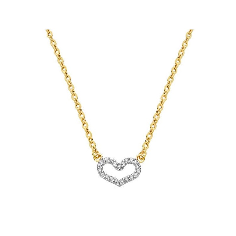 Gargantilla Oro Bicolor Corazon Con Cadena 45Cm oro 18k