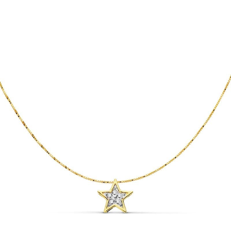 Gargantilla Estrella Oro Bicolor 6X6 Mm Cadena 42Cm oro 18k