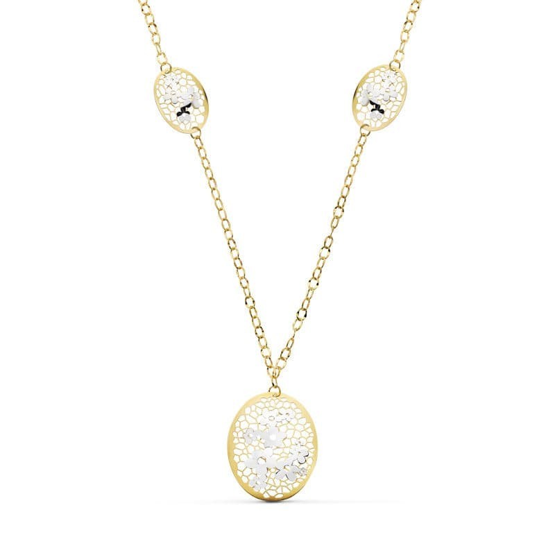 Gargantilla Bicolor Flores 45Cm oro 18k