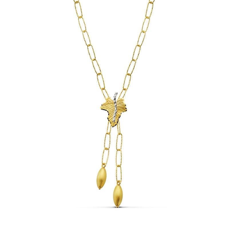 Gargantilla Bicolor Hoja 44Cm oro 18k