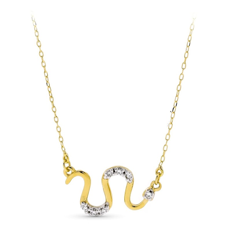 Gargantilla Oro Amarillo Serpiente Circonita 18X10 Mm Cadena 45Cm oro 18k