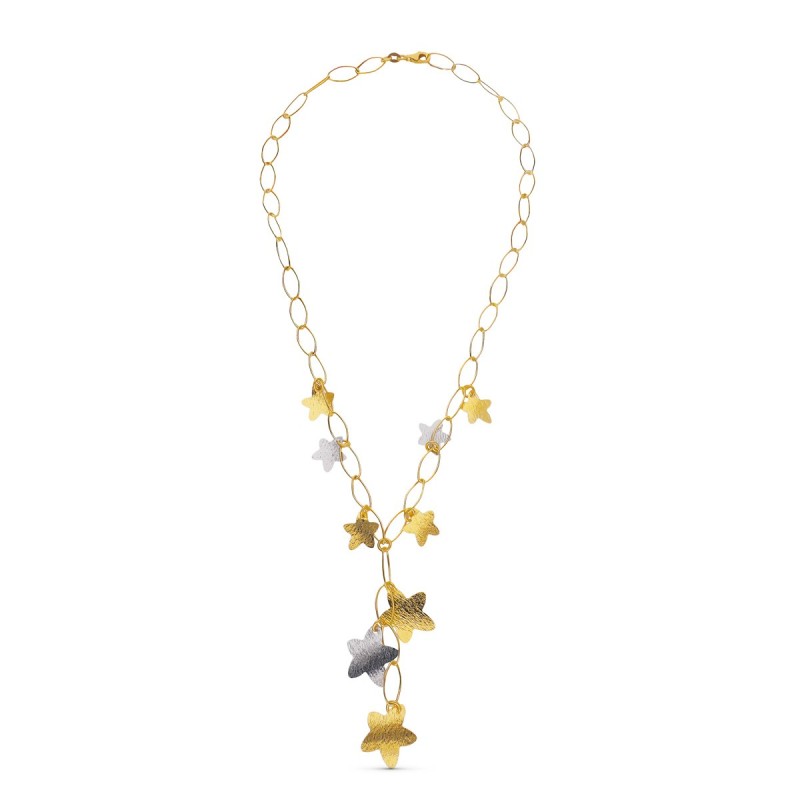 Gargantilla Oro Bicolor Estrellas oro 18k