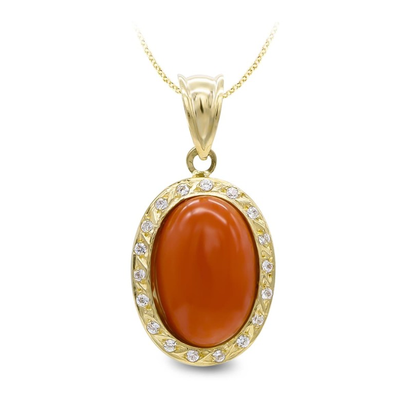 Gargantilla Oro Amarillo Coral Fino 14X10 Mm Circonitas oro 18k