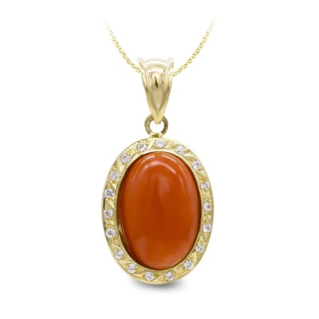 Gargantilla Oro Amarillo Coral Fino 14X10 Mm Circonitas oro 18k