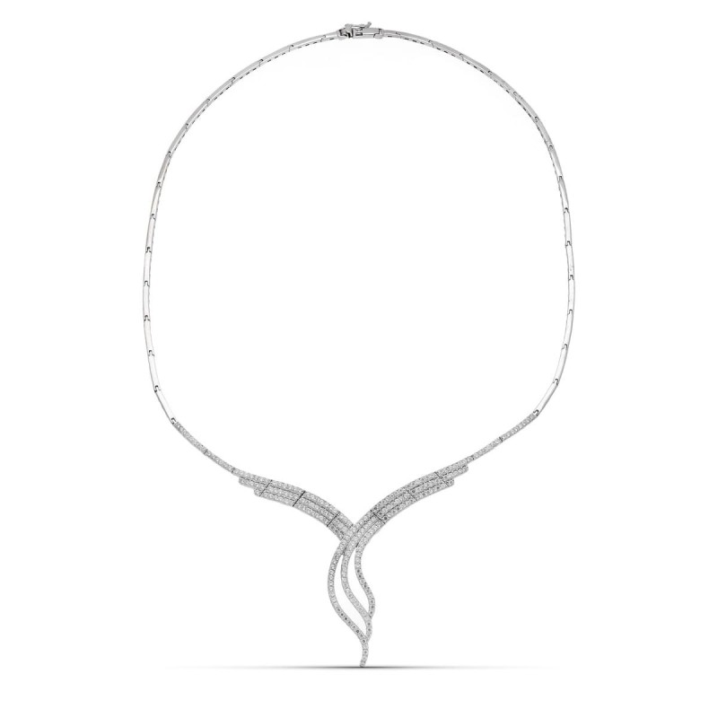 Gargantilla Oro Blanco Circonita Motivo oro 18k