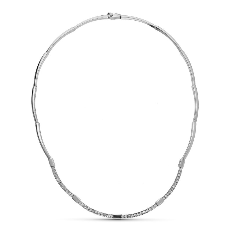 Gargantilla Oro Blanco Circonitas oro 18k