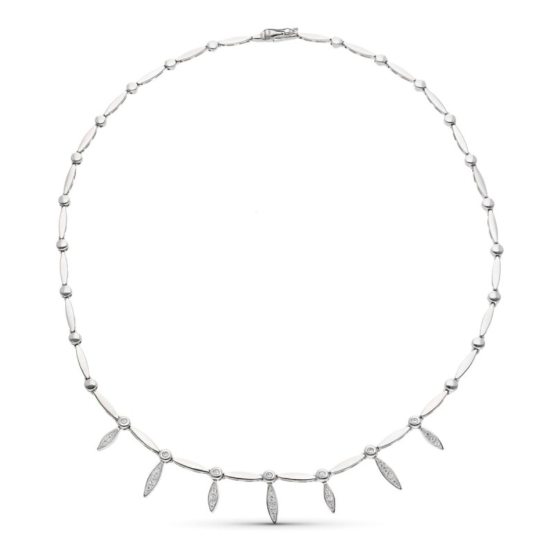 Gargantilla Oro Blanco Y Circontas oro 18k